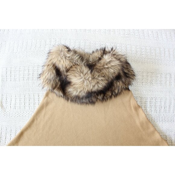 Michael Kors Faux Fur Trim Poncho Sweater size Small Preppy Winter Chic Mobwife - Picture 5 of 7
